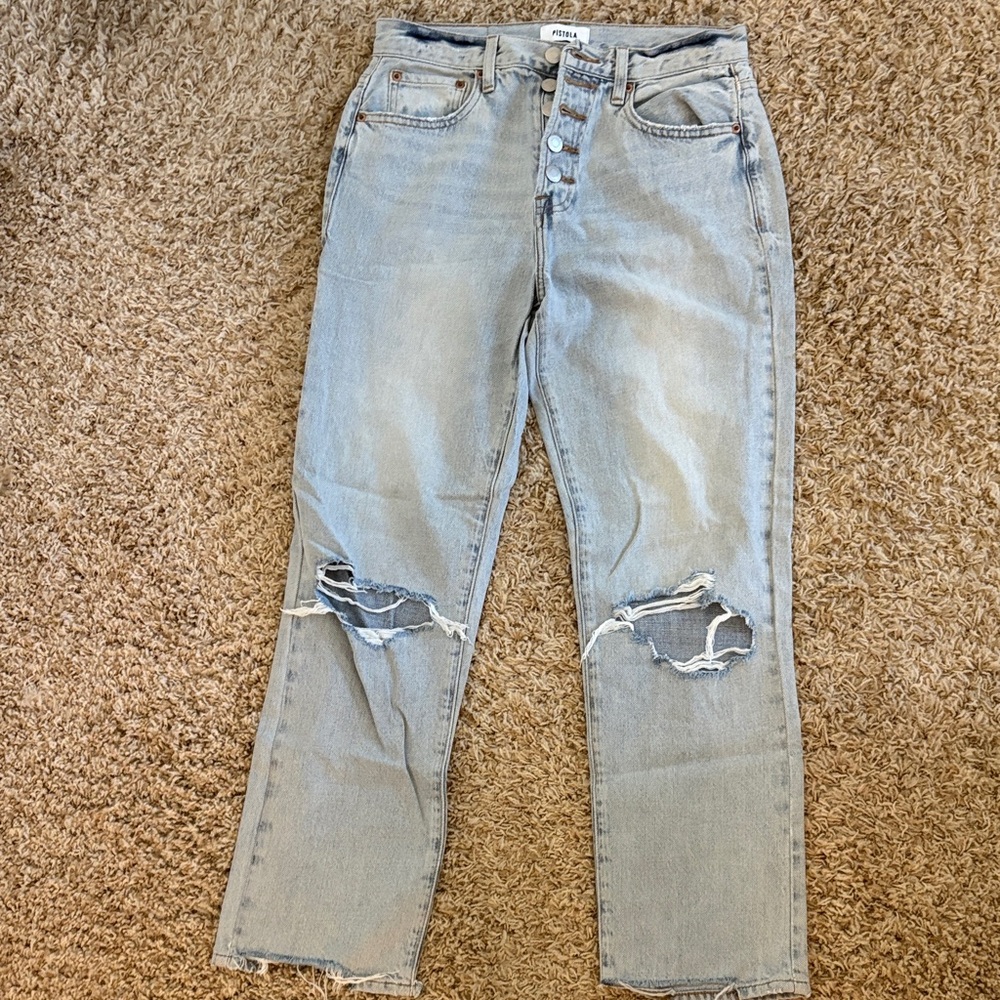 Pistola Light Blue Distressed Boyfriend Jeans